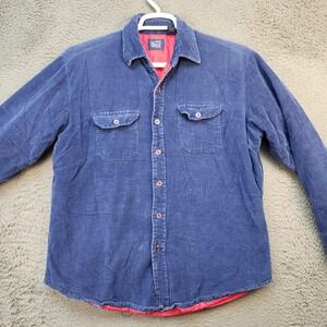 Vintage Sears Jacket Mens Large Blue Quilted Lined Corduroy Shirt Workwear 80s